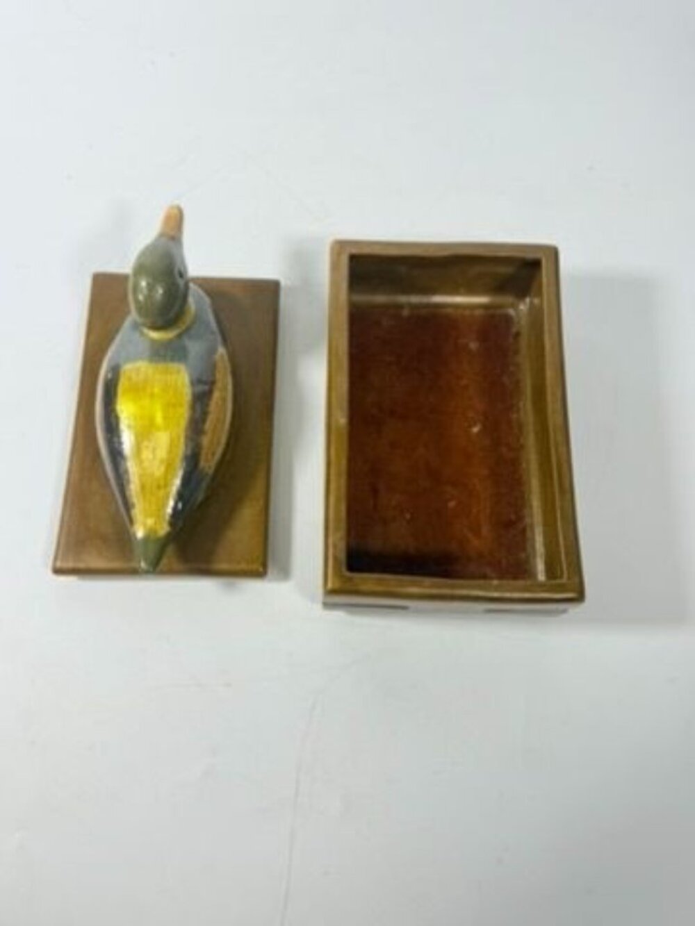 Trinket Cigar Box Duck Vintage Ceramic Hand Painted Mold Desk Dresser Accessorie - Picture 10 of 13